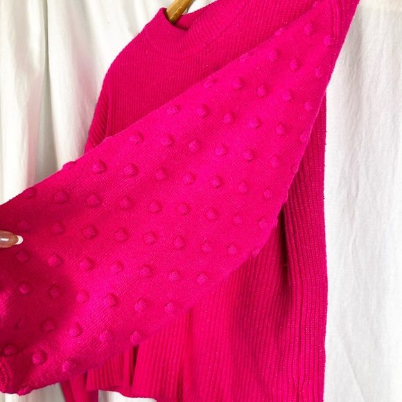Vince Camuto Women's Bobble Stitch Sleeve Pullover Sweater in Aurora Pink - Picture 7 of 8
